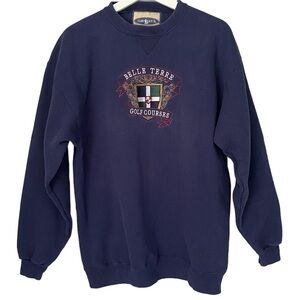 CAMP DAVID Vintage Sweatshirt Belle Terre Golf Courses Navy Blue Men Size L